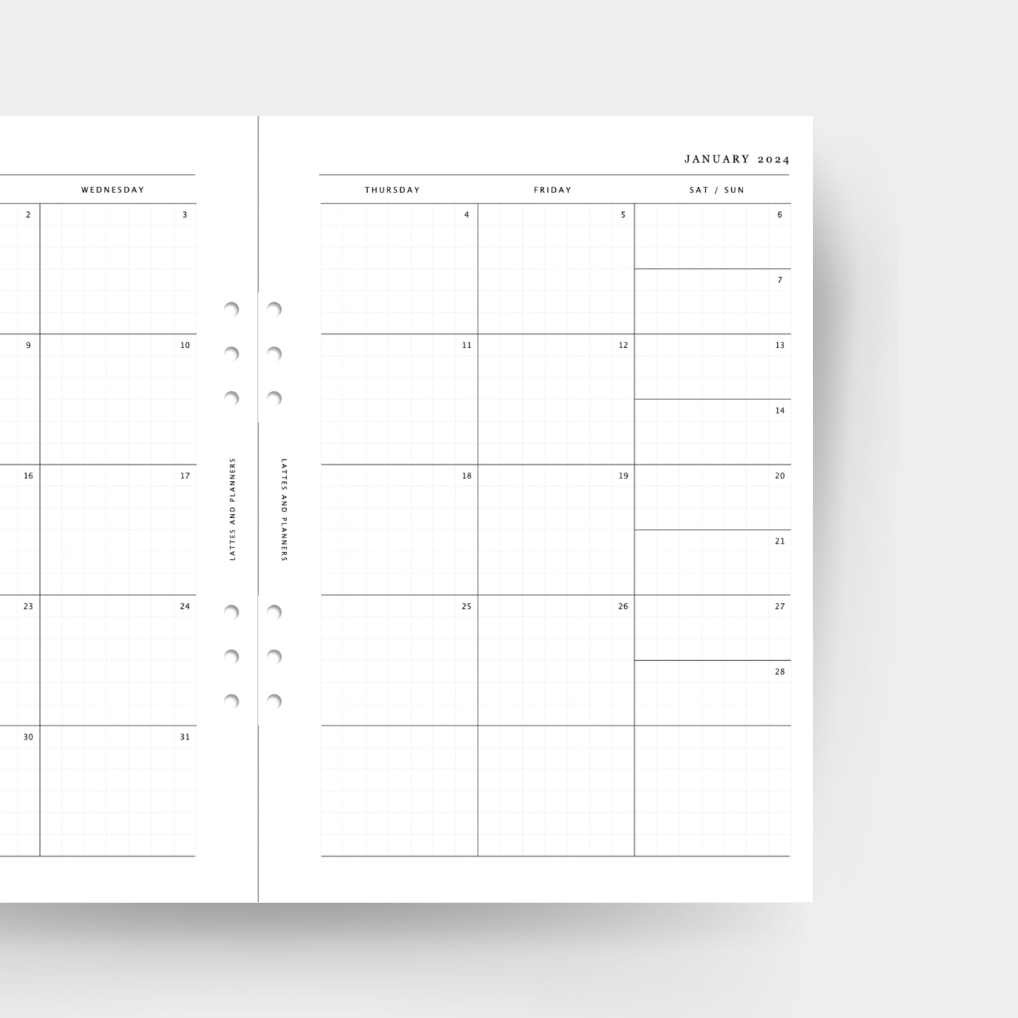 2024 Monthly Planner with Grid Layout